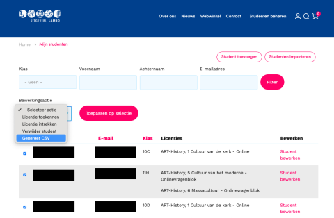 Leerlinggegevens exporteren